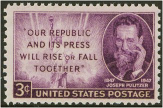 946 3c Joseph Pulitzer Plate Block #946pb