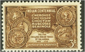 972 3c Indian Centennial Used #972used
