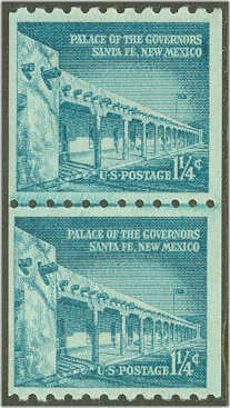 1054A 1 1/4c Governor Palace Coil F-VF Mint NH Line Pair #1054alp