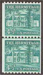 1059 4 1/2c The Hermitage Coil F-VF Mint NH Line Pair #1059lp