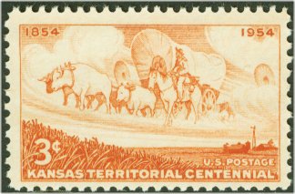 1061 3c Kansas Territory F-VF Mint NH Plate Block of 4 #1061pb