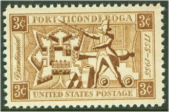1071 3c Fort Ticonderoga F-VF Mint NH Plate Block of 4 #1071pb