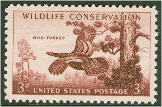 1077 3c Wild Turkey F-VF Mint NH #1077nh