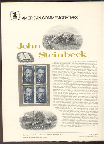 1773 15c John Steinbeck USPS Cat. 108 Commemorative Panel #cp108