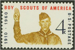 1145 4c Boy Scout Jubilee F-VF Mint NH Plate Block of 4 #1145pb