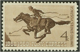 1154 4c Pony Express F-VF Mint NH Plate Block of 4 #1154pb