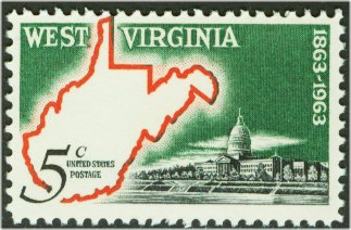 1232 5c West Virginia F-VF Mint NH Plate Block of 4 #1232pb