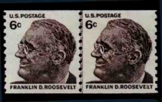 1305 6c Roosevelt, Horizontal Coil F-VF Mint NH Line Pair #1305lp