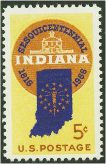 1308 5c Indiana Statehood Used #1308used