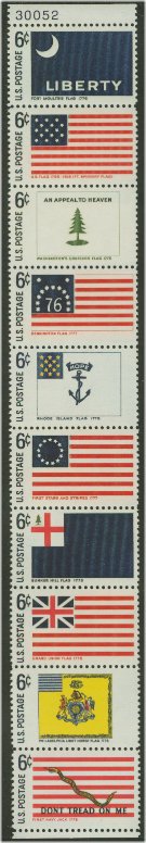 1345-54 6c Historic Flags F-VF Mint NH strip of 10 #1345nh