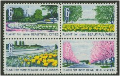 1365-8 6c Beautification Attached block of 4 F-VF Mint NH #1365nh