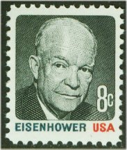 1394 8c Eisenhower, Black  Red F-VF Mint NH Plate Block of 4 #1394pb