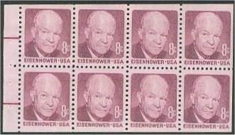 1395a 8c Eisenhower, Booklet Pane of 8 Used #1395aused