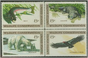 1427-30 8c Wildlife, Attached F-VF Mint NH block of 4 #1427nh