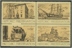 1440-3 8c Historic Preservation Attached block of 4 F-VF Mint N #1440nh