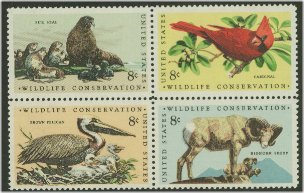 1464-7 8c Wildlife Attached block of 4 F-VF Mint NH #1464nh