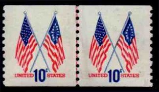1519 10c Flags Coil F-VF Mint NH Partial Line Pair #31519plp