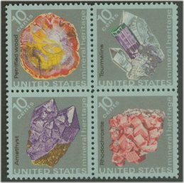 1538-41 10c Minerals F-VF Attached block of 4 F-VF Mint NH #1538nh