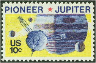 1556 10c Pioneer-Jupiter F-VF Mint NH Plate Block of 4 #1556pb