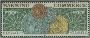 1577-8 10c Banking/Commerce 2 Singles F-VF Mint NH #1577sing