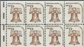1595c 13c Liberty Bell , Booklet Pane of 8 F-VF Mint NH #1595c