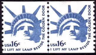 1619 16c Liberty Coil F-VF Mint NH Line Pair #1619lp