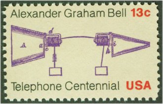 1683 13c Telephone Centennial F-VF Mint NH Plate Block of 4 #1683pb