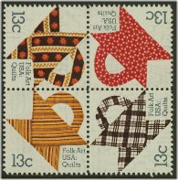 1745-8 13c American Quilts 4 Singles F-VF Mint NH #1745sing