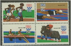 1791-4 15c Summer Olympics Attached block of 4 F-VF Mint NH #1791nh