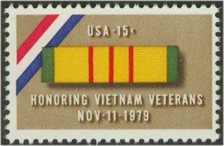 1802 15c Viet Nam Veterans F-VF Mint NH Plate Block of 10 #1802pb