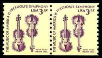 1813 3.5c Violins, Coil F-VF Mint NH Line Pair #1813lp