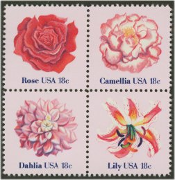 1876-9 18c American Flowers Set of 4 Singles Used #1876-9usg