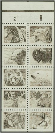 1889a Booklet Pane of 10 18c Wildlife F-VF Mint NH #1889anh