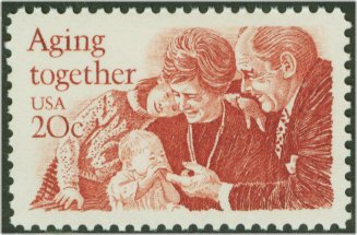 2011 20c Aging Together F-VF Mint NH Plate Block of 4 #2011pb