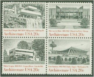 2019-22 20c Architecture Attached block of 4 F-VF Mint NH #2019nh