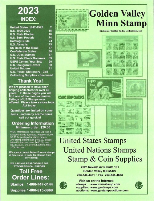 2023 Golden Valley Minnesota Stamps Catalog #2019CAT