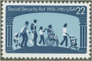 2153 22c Social Security F-VF Mint NH Plate Block of 4 #2153pb