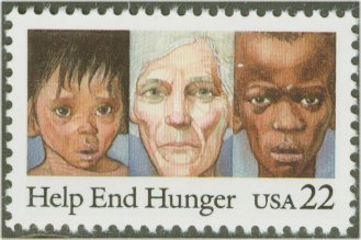 2164 22c Help End Hunger F-VF Mint NH Plate Block of 4 #2164pb