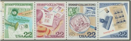 2198-2201 22c Stamp Collecting  block of 4 Used #2198attu
