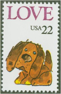 2202 22c Love-Puppy F-VF Mint NH Plate Block of 4 #2202pb