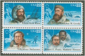 2220-3 22c Polar Explorers Set of 4 Singles Used #2220-3usg