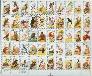 2286-2335 Wildlife Sheet of 50 Used #2286-35shu