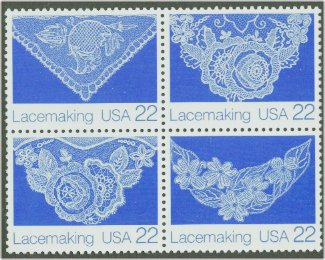 2351-4 22c Lacemaking Attached Block of 4 F-VF Mint NH #2351nh