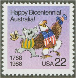 2370 22c Australia Bicentennial F-VF Mint NH Plate Block of 4 #2370pb