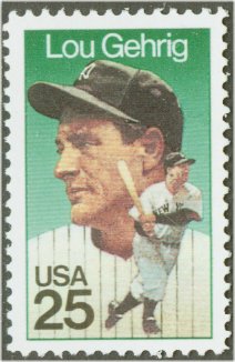 2417 25c Lou Gehrig F-VF Mint NH Plate Block of 4 #2417pb