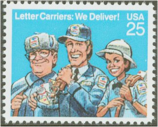 2420 25c Letter Carriers F-VF Mint NH Plate Block of 4 #2420pb