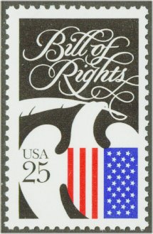 2421 25c Bill of Rights F-VF Mint NH Plate Block of 4 #2421pb
