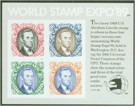 2433 90c World Stamp Expo Souvenir Sheet F-VF Used #2433used