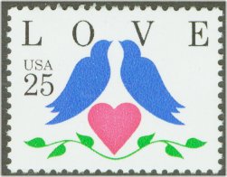 2440 25c Love-Doves  Heart Used Single #2440used