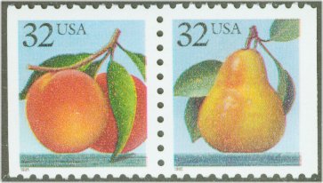 2487-8 32c Peach  Pear,Singles F-VF Mint NH #2487-8sg